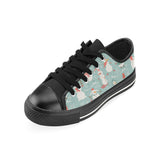 Cute snowman pattern Men's Low Top Canvas Shoes Black