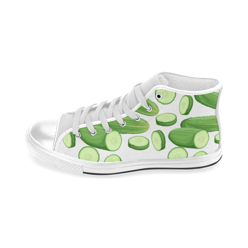 cucumber whole slices pattern Men's High Top Canvas Shoes White