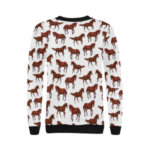 Horses running pattern background Women's Crew Neck Sweatshirt