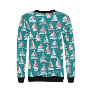 Cute sailboat pattern Women's Crew Neck Sweatshirt