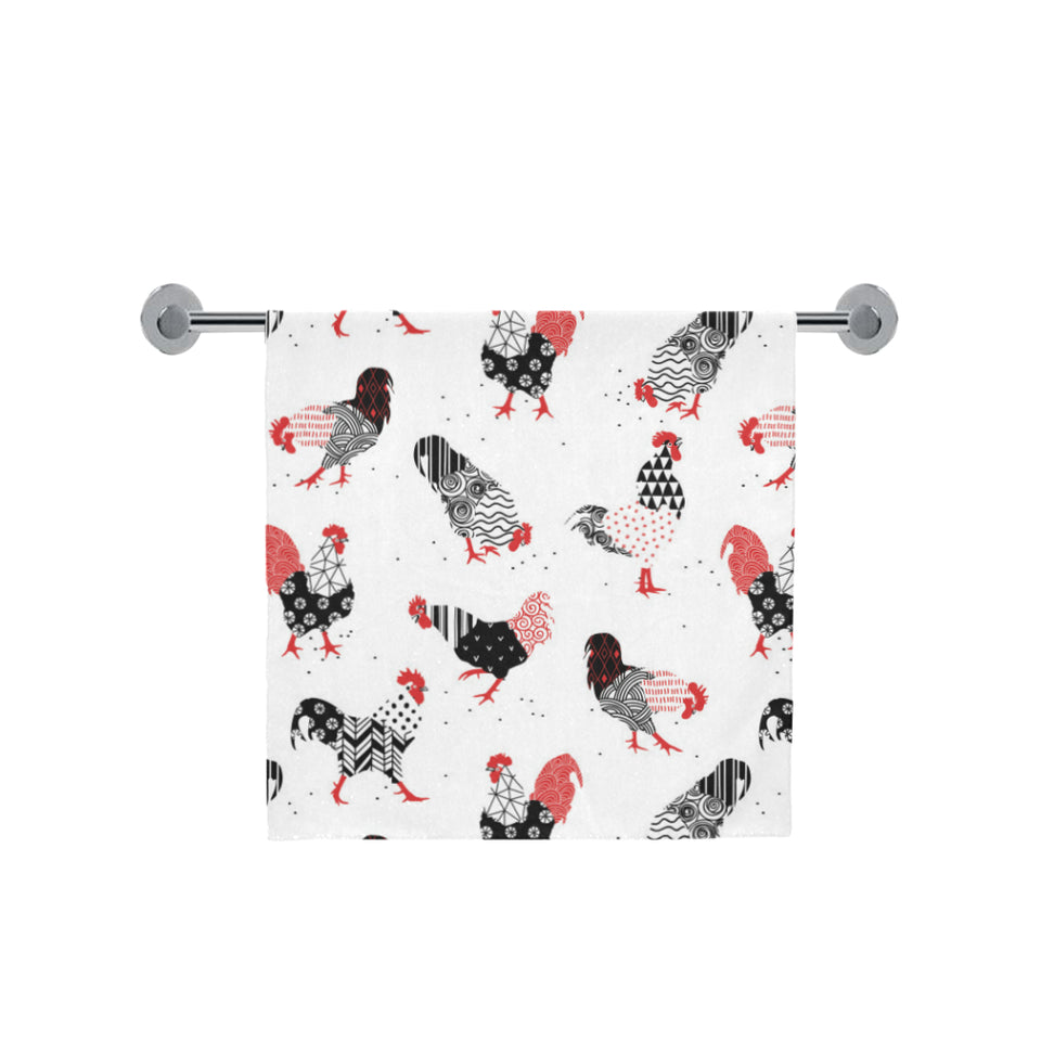 Cool rooster chicken cock floral ornament backgrou Bath Towel