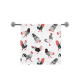 Cool rooster chicken cock floral ornament backgrou Bath Towel