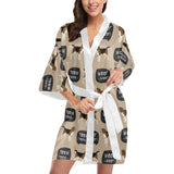 Beagle pattern Women's Short Kimono Robe
