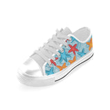 Blue red orange starfish pattern Men's Low Top Shoes White
