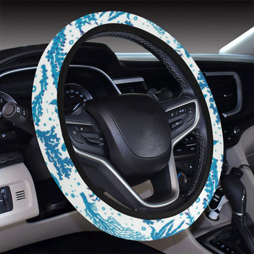 Coral Reef Pattern Print Design 01 Car Steering Wheel Cover