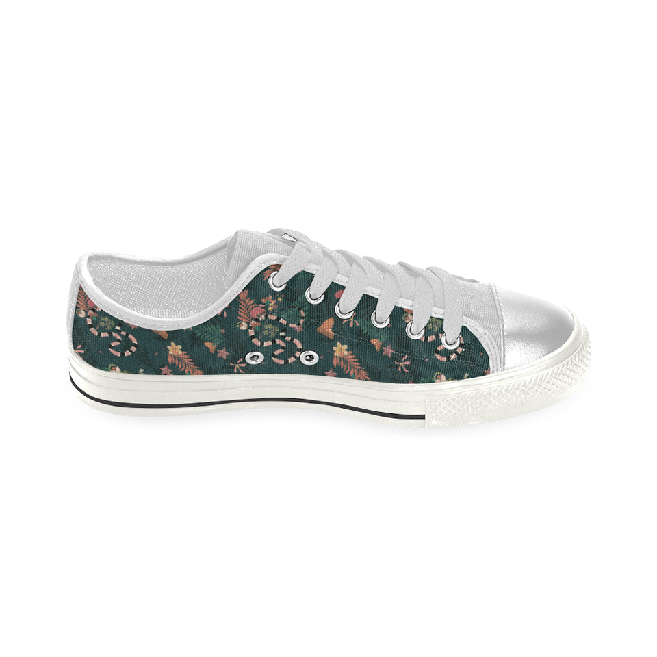 Snake forest pattern Women's Low Top Canvas Shoes White