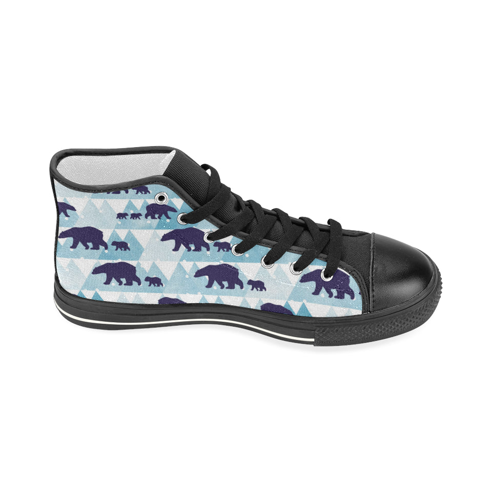 polar bear winter snow pattern Women's High Top Canvas Shoes Black