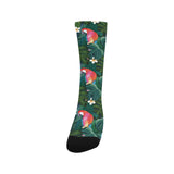 Parrot Palm tree leaves flower hibiscus pattern Crew Socks