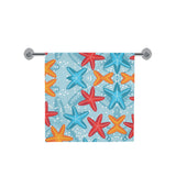 Blue red orange starfish pattern Bath Towel