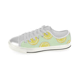 slice of lemon pattern Women's Low Top Canvas Shoes White