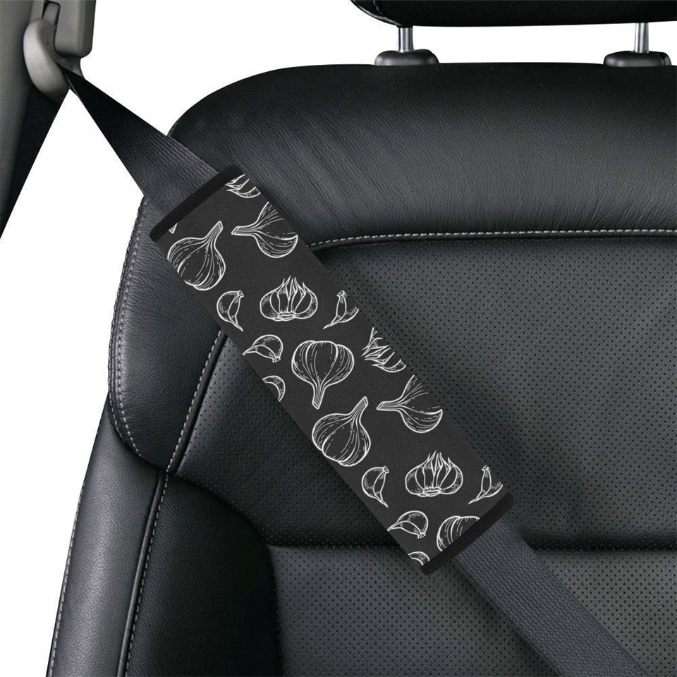 Garlic pattern black background Car Seat Belt Cover