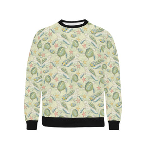 Hand drawn sea turtle fish pattern Men's Crew Neck Sweatshirt