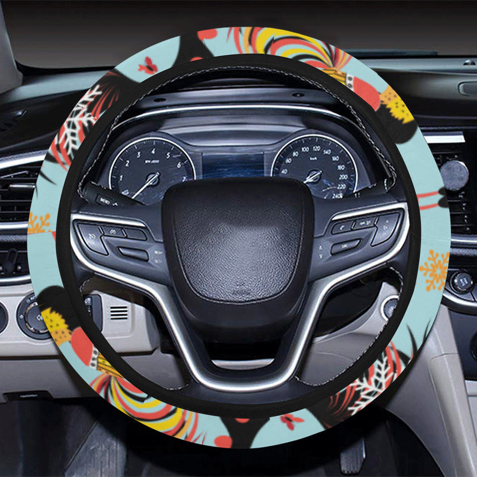 Rooster chicken cock snowfalke Car Steering Wheel Cover