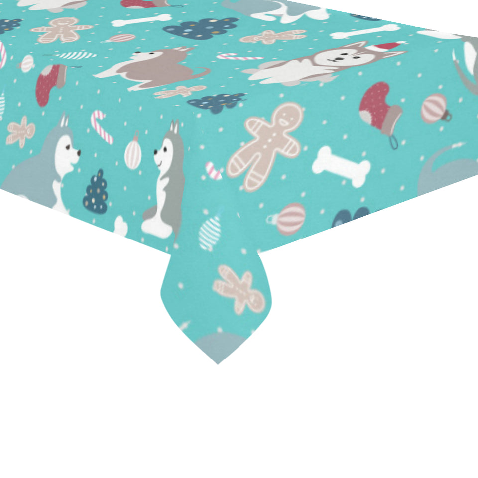 Christmas cute siberian husky puppie pattern Tablecloth