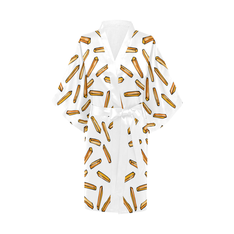 French fries potato pattern Women's Short Kimono Robe