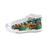 dinosaurs print pattern Men's High Top Canvas Shoes White