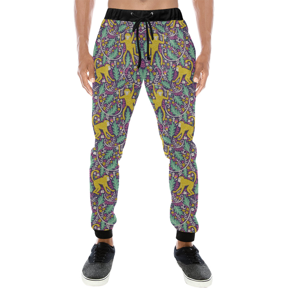 Cute yellow monkey leaves pattern Unisex Casual Sweatpants