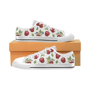 Red apples pattern Men's Low Top Shoes White