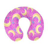 Moon pink rose background U-Shaped Travel Neck Pillow