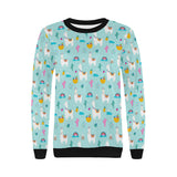 Llama alpaca cactus leaves pattern Women's Crew Neck Sweatshirt