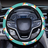 Rainbow pattern green background Car Steering Wheel Cover