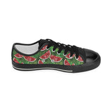 Watermelons tropical palm leaves pattern backgroun Women's Low Top Canvas Shoes Black