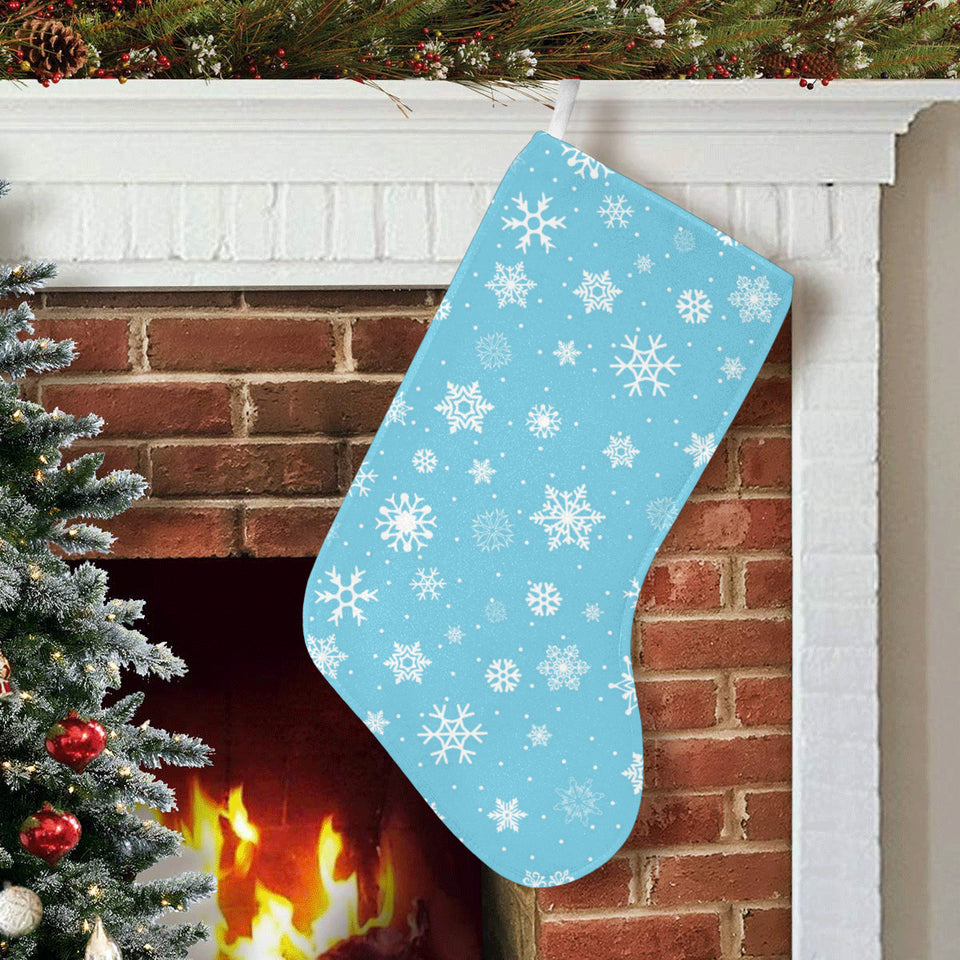 Snowflake pattern blue background Christmas Stocking