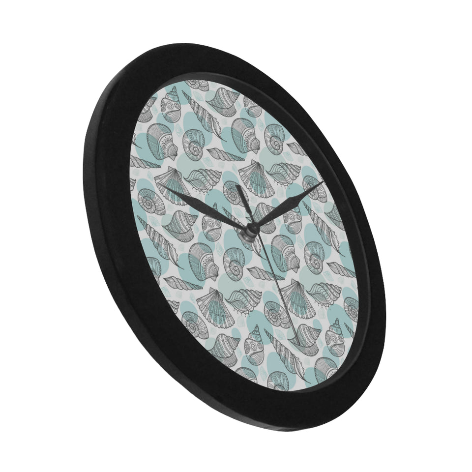 Shell polynesian tribal Elegant Black Wall Clock