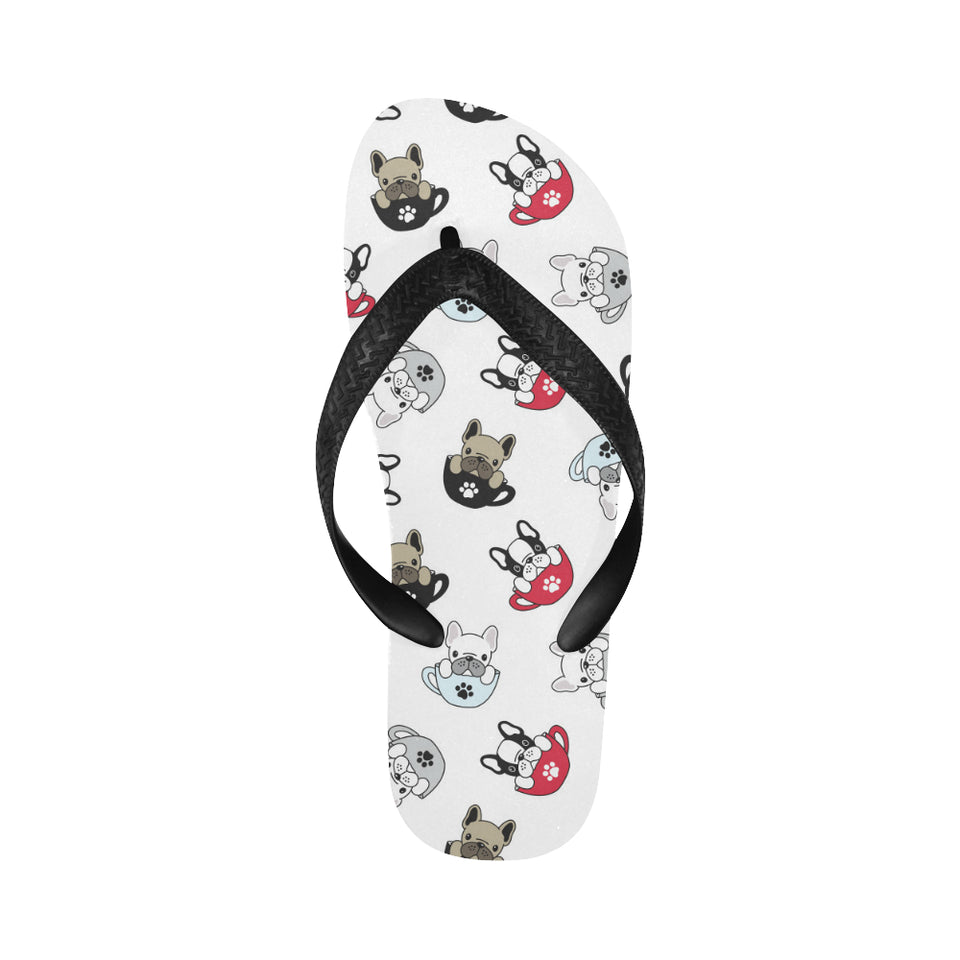 French bulldog cup paw pattern Unisex Flip Flops
