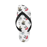 French bulldog cup paw pattern Unisex Flip Flops