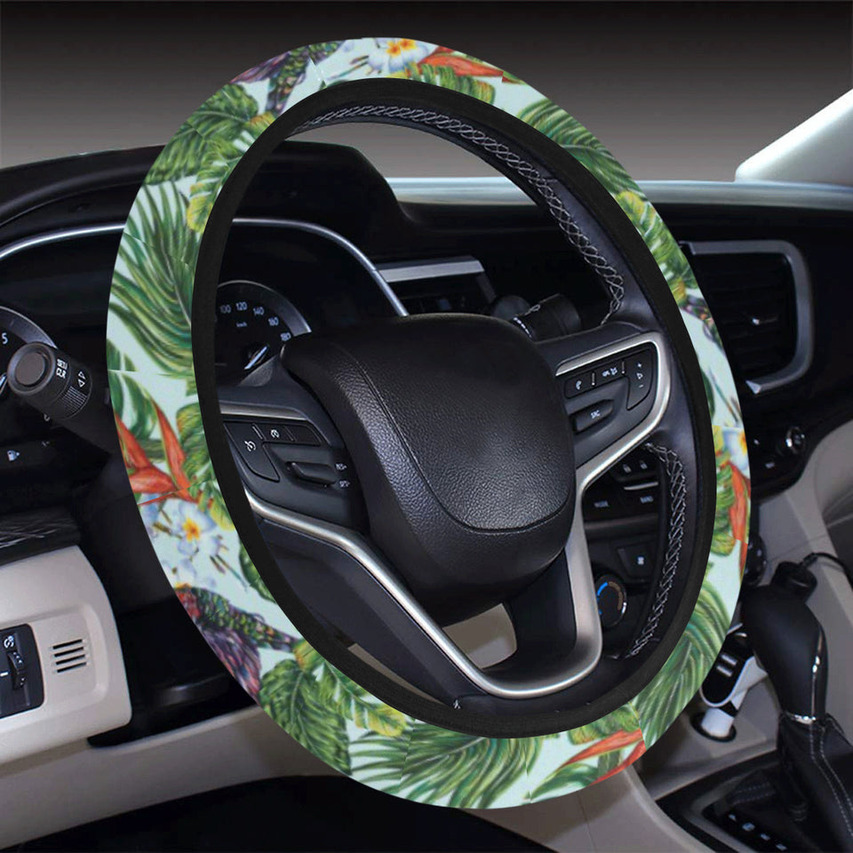Hummingbird Pattern Print Design 05 Car Steering Wheel Cover