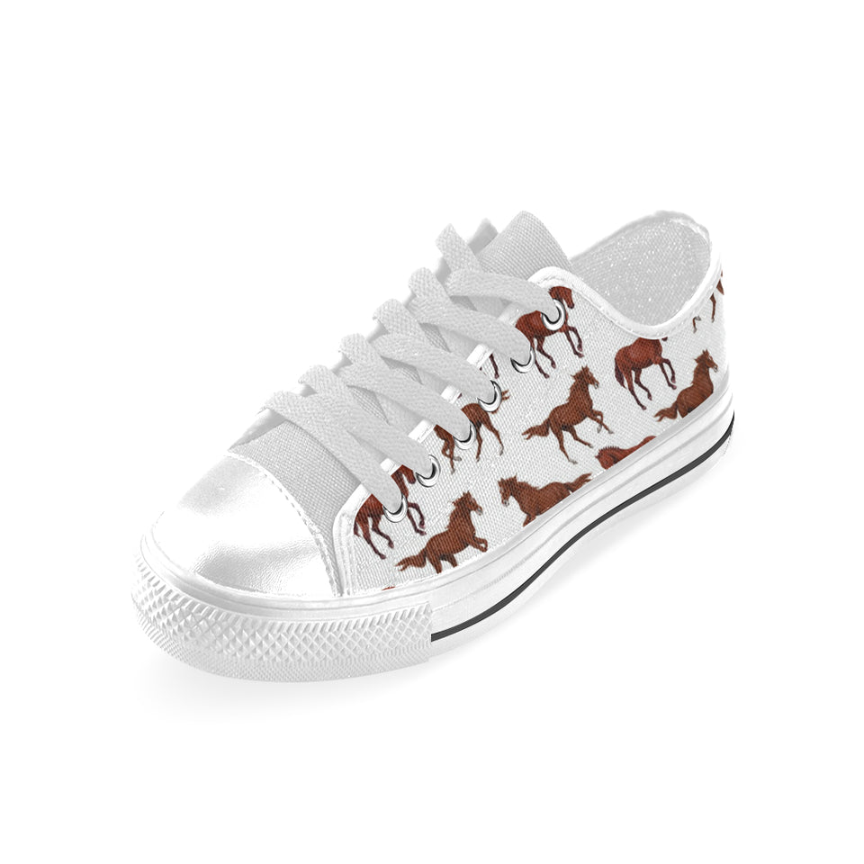 Horses running pattern background Men's Low Top Canvas Shoes White