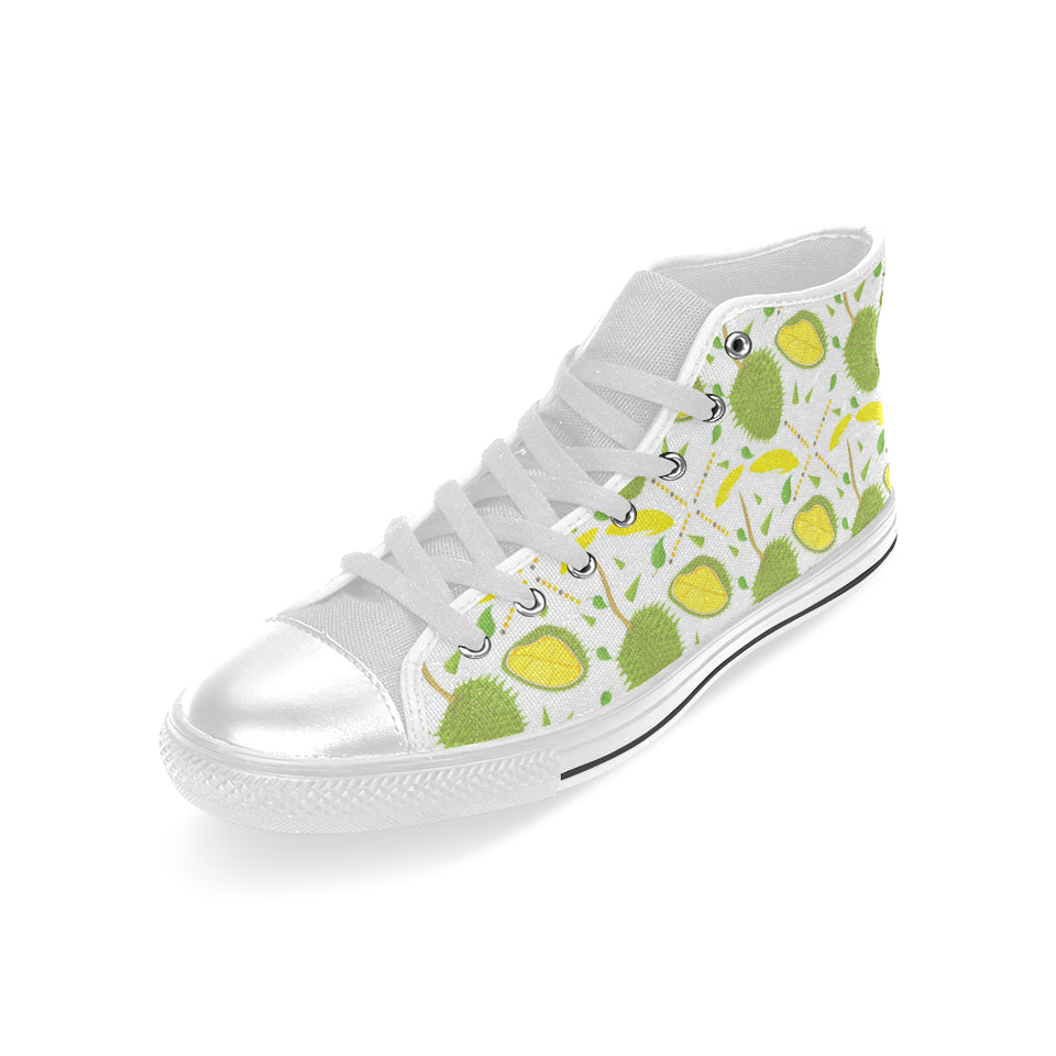 Durian pattern background Men's High Top Canvas Shoes White