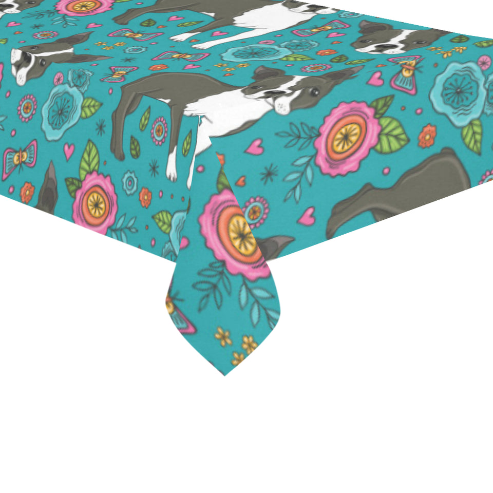 Boston terrier beautiful flower pattern Tablecloth