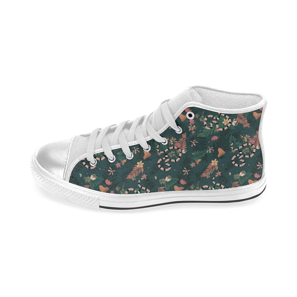 Snake forest pattern Women's High Top Canvas Shoes White