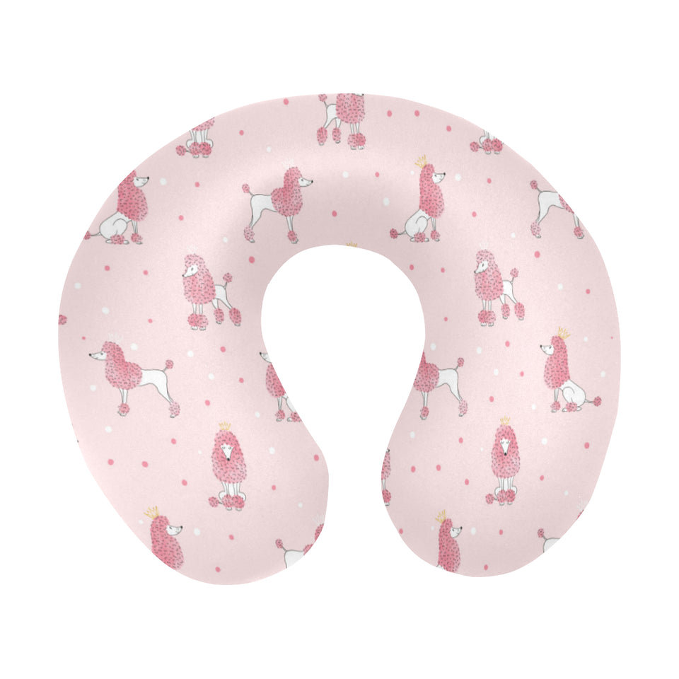 Poodle dog pink color theme U-Shaped Travel Neck Pillow