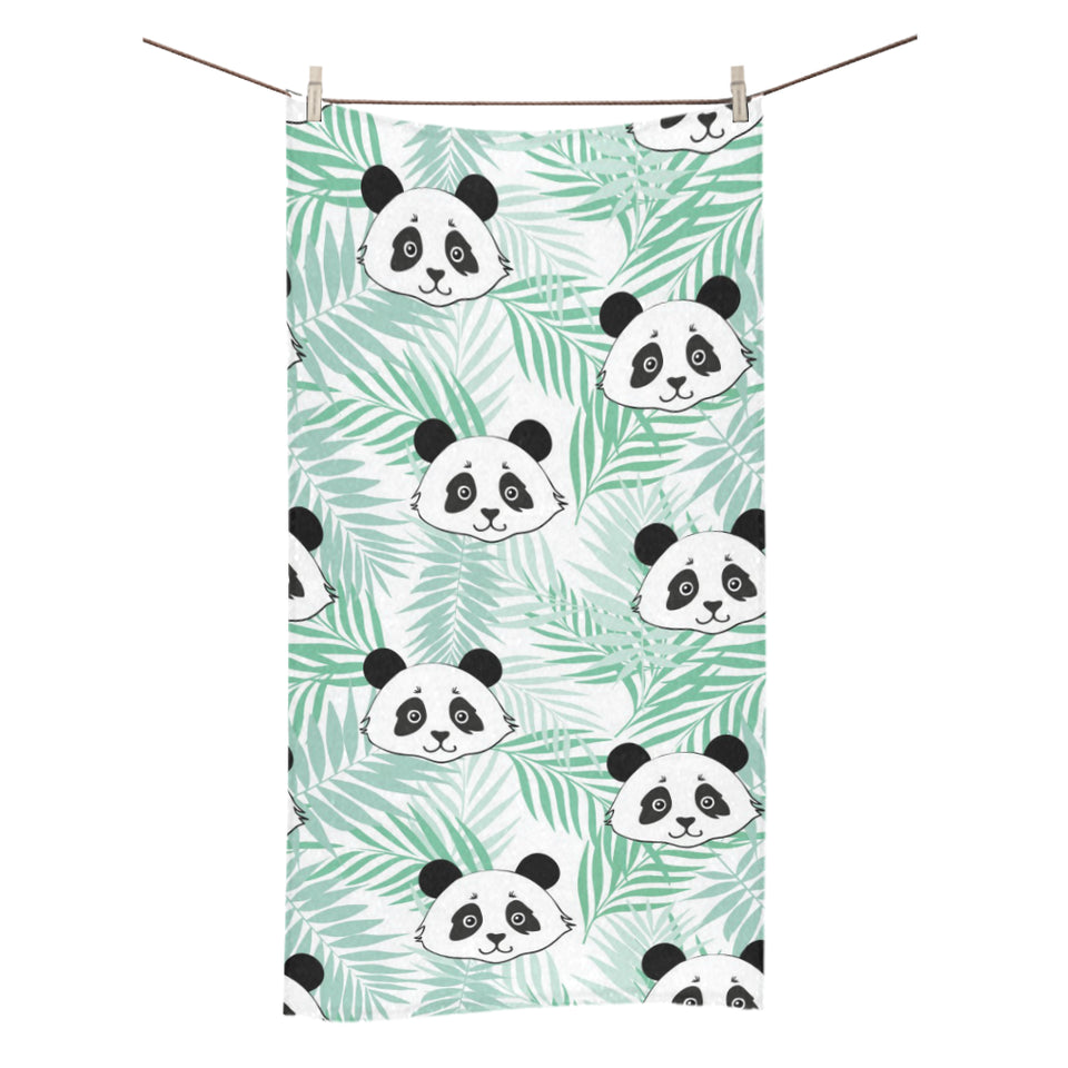 Panda pattern tropical leaves background Bath Towel