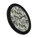 Monkey sloth lemur palm trees pattern Elegant Black Wall Clock