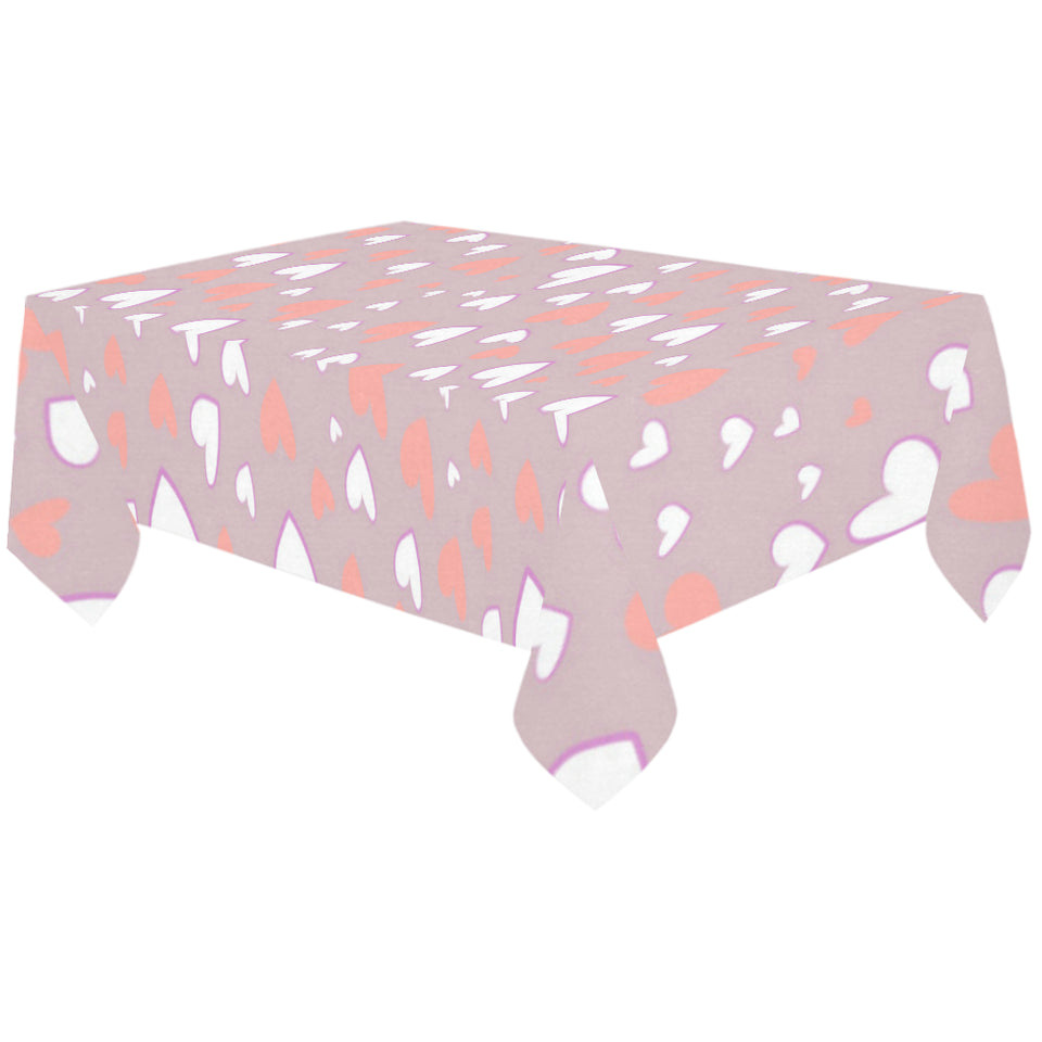 coral white heart pattern Tablecloth