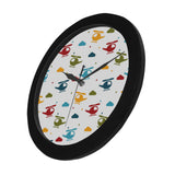 Colorful helicopter pattern Elegant Black Wall Clock