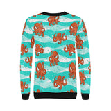 Octopuses sea wave background Women's Crew Neck Sweatshirt