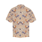 Cute rooster chicken cock floral ornament backgrou Men's All Over Print Hawaiian Shirt