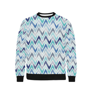 zigzag  chevron blue pattern Men's Crew Neck Sweatshirt