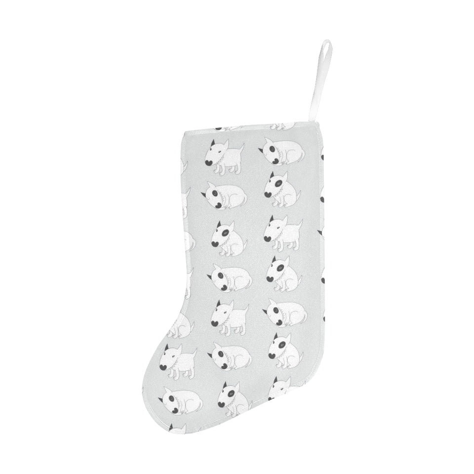 Bull Terrier Pattern Print Design 01 Christmas Stocking