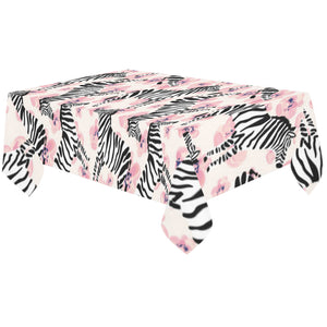 Zebra pink flower background Tablecloth