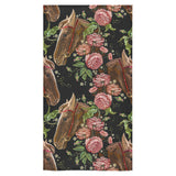 Horse head wild roses pattern Bath Towel