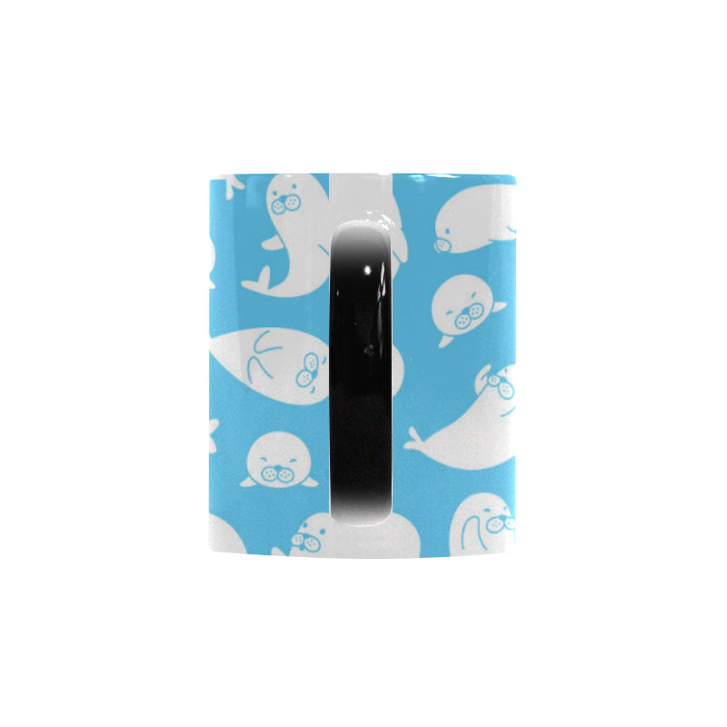 Cute white sea lion seals pattern Morphing Mug Heat Changing Mug