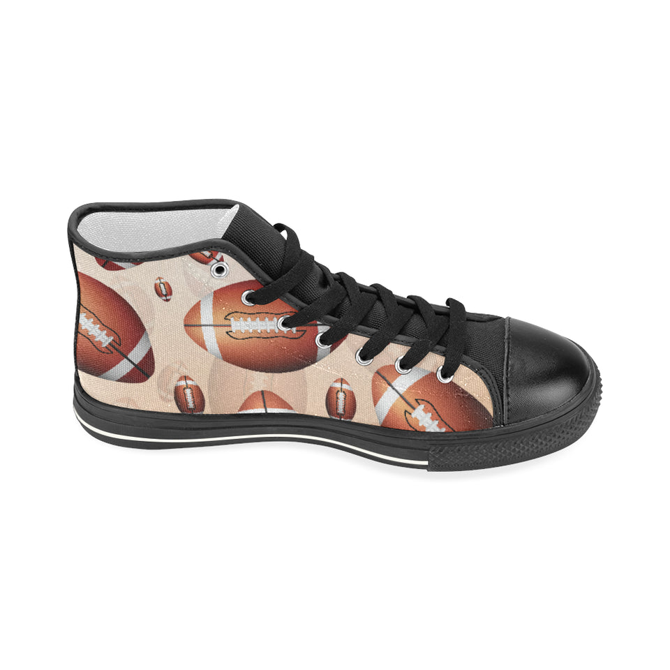 American football ball design pattern Women's High Top Canvas Canvas Shoes Black