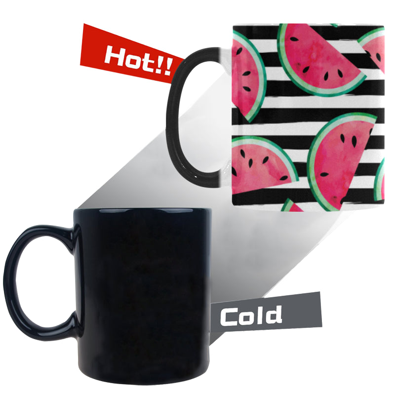 Watercolor paint textured watermelon pieces Morphing Mug Heat Changing Mug