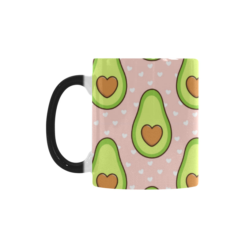 Avocado heart pink background Morphing Mug Heat Changing Mug